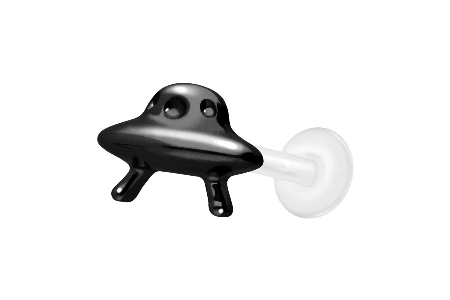 PTFE Labret Piercing mit Innengewinde + Titan-Aufsatz UFO